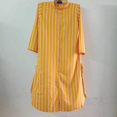 Yellow Long Cotton Kurti Dress